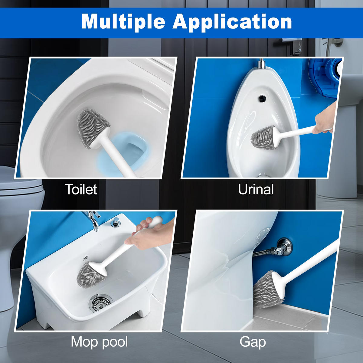 JEHONN Silicone Toilet Brush with Holder Set for RV Camper (White)