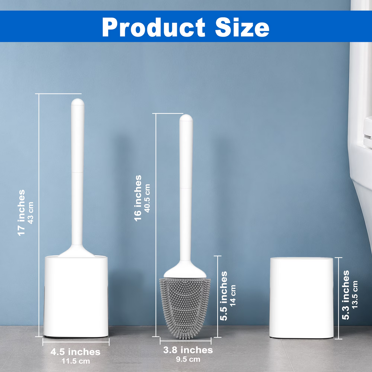 JEHONN Silicone Toilet Brush with Holder Set for RV Camper (White)