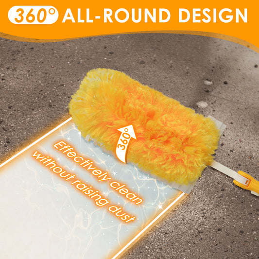 NEWE Duster Refills 20 PCS with Extendable Handle Compatible with Swiffer, 360 Degree Heavy Duty Dusting Kit with 5X Microfibers, Multi-Surface Dust Removing Tool for Cleaning Blinds Furniture