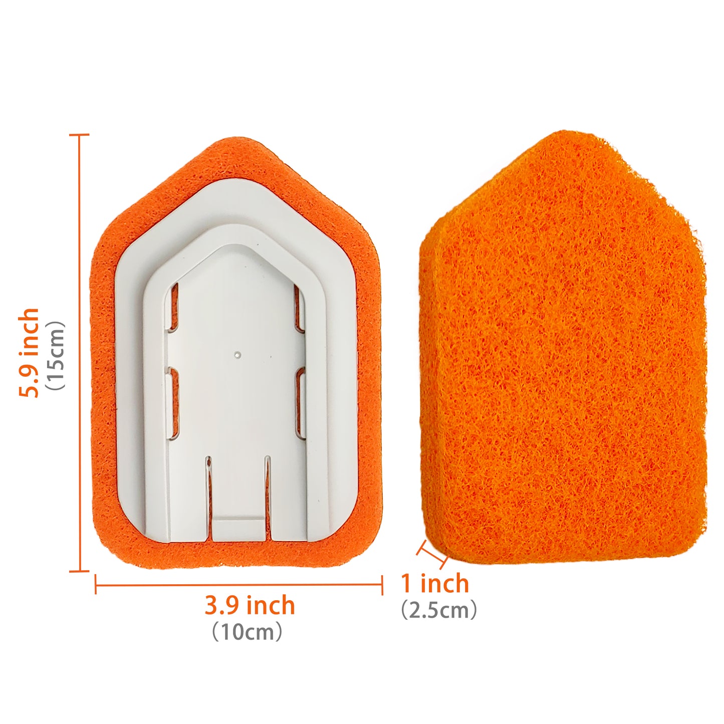 JEHONN Shower Scrubber Refill, 2 Pcs Tub and Tile Cleaning Brush Head (Orange)