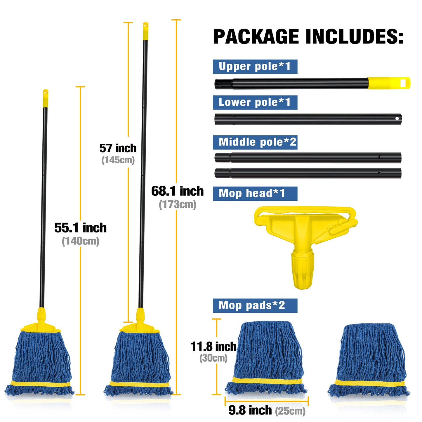 JEHONN Microfiber Twist Tornado Mop (Blue)