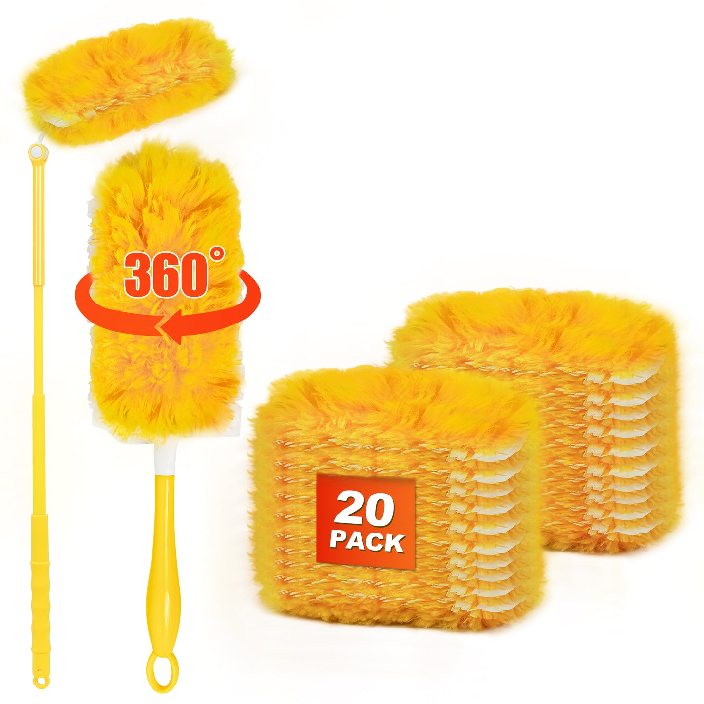 JEHONN Duster Refills for Swiffer 20 Counts, 360 Degree Heavy Duty Dusting Kit