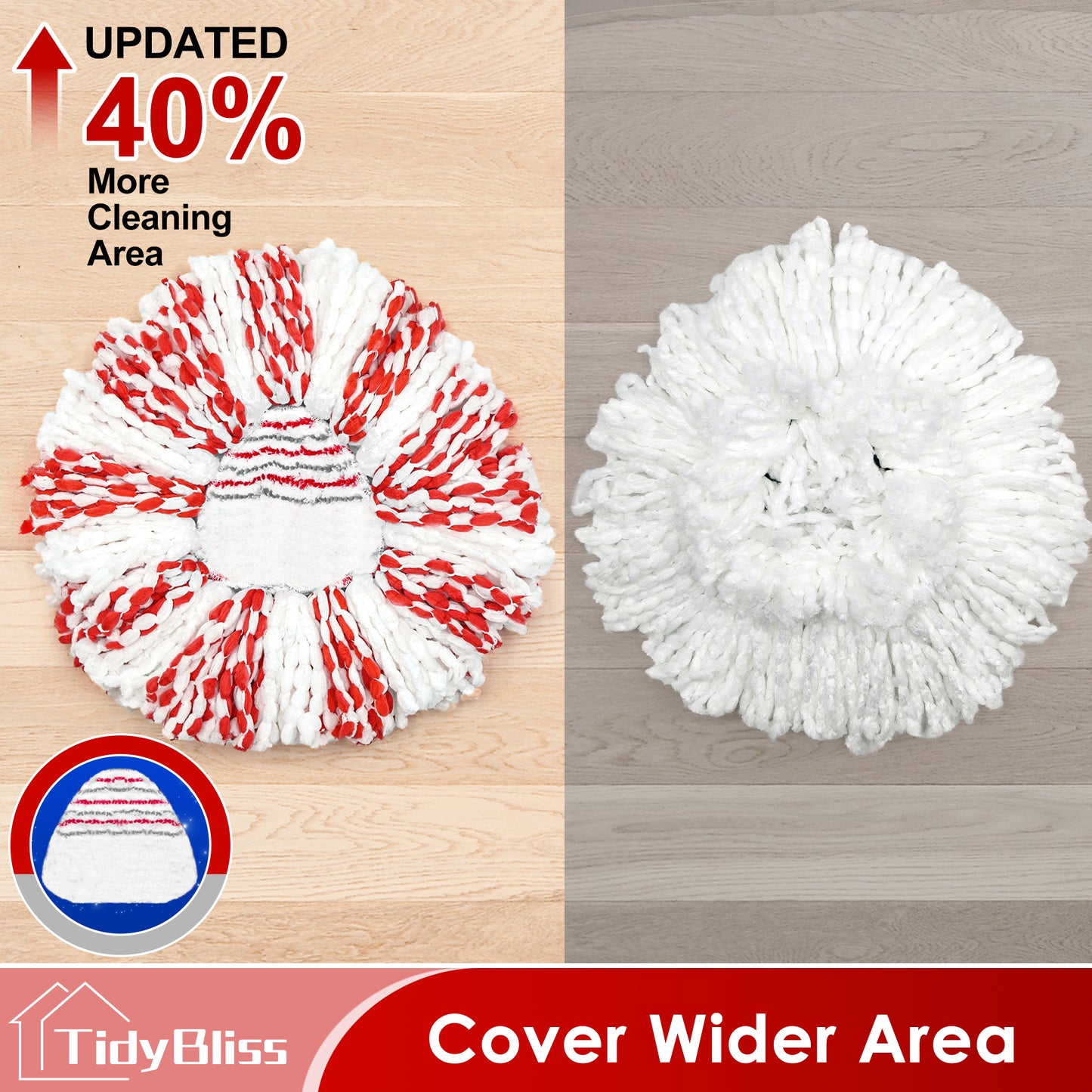 TidyBliss Spin Mop Replace Head 3 Pack 40% More Cleaning Power