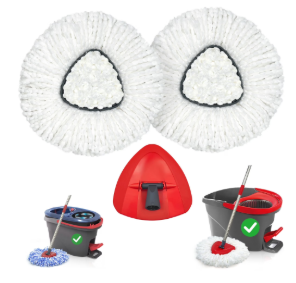TidyBliss Mop Heads Replacements 2 Pack with Triangle Base for EasyWring 1 Tank System