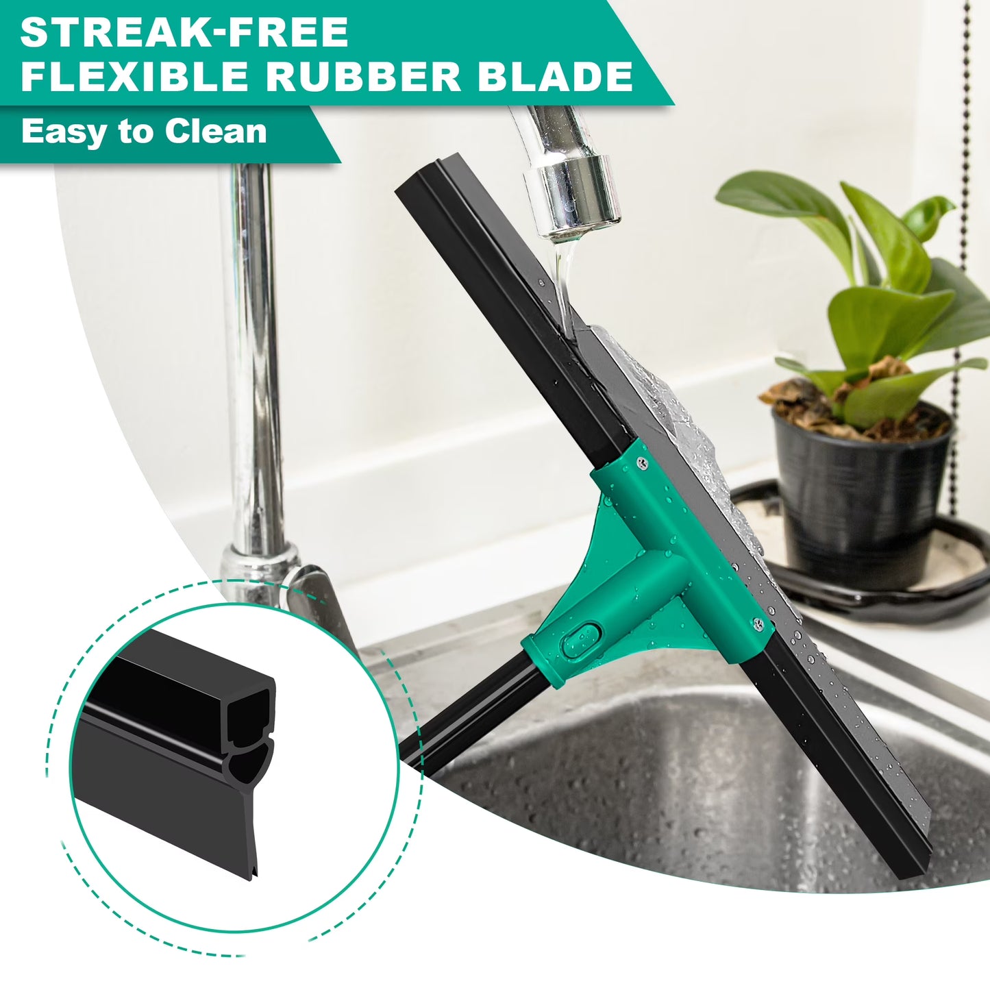 JEHONN Floor Squeegee Heavy Duty with Long Handle (Green)