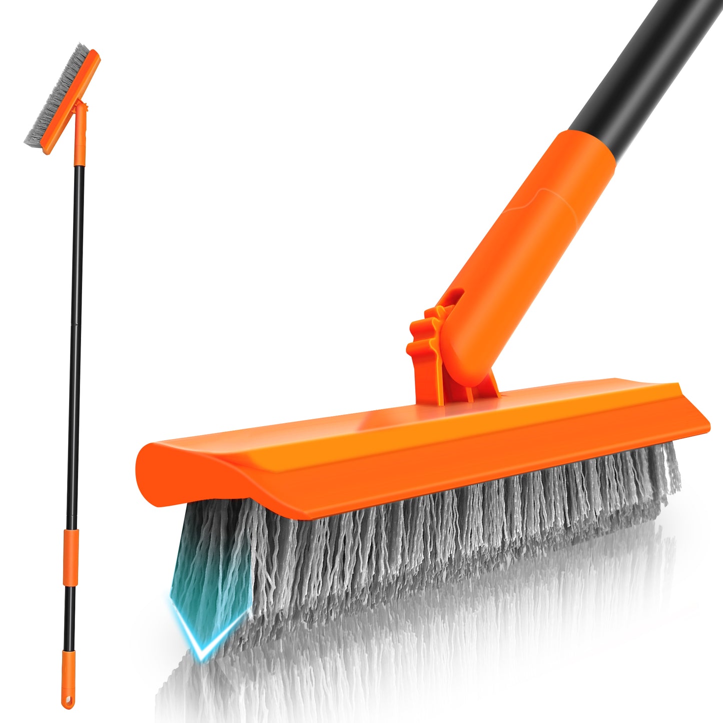 Grout Brush with 49.6" Long Handle, V-Shaped Tile Scrubber (Orange)