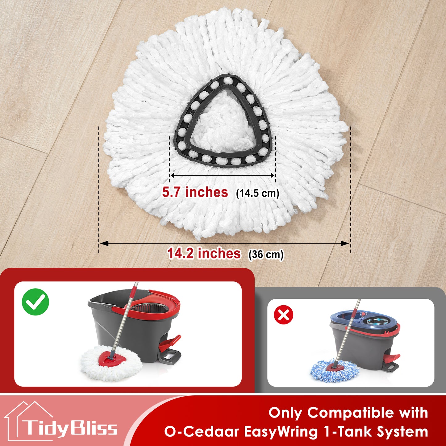 TidyBliss Spin Mop Replace Head 3 Pack for O-Cedaar EasyWring 1 Tank System