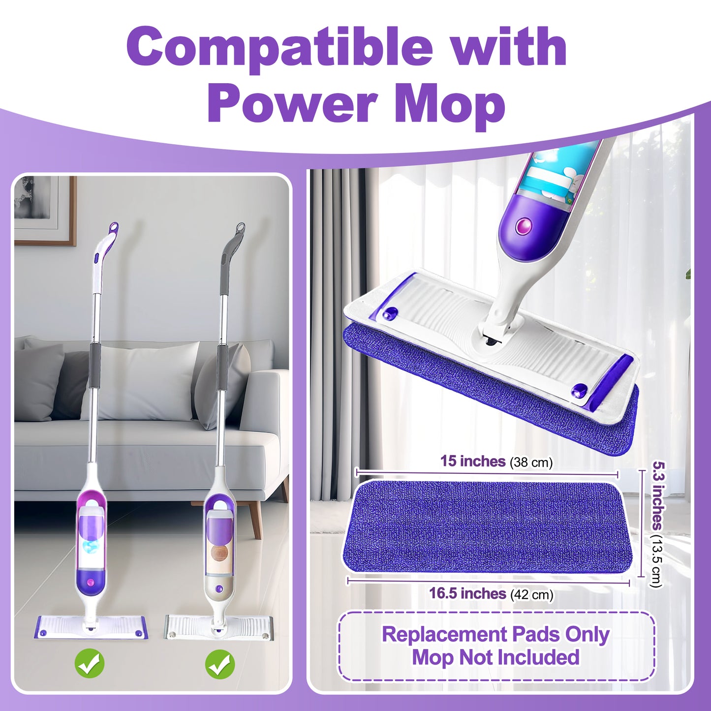 JEHONN 7 Pack Reusable Microfiber Mop Pads for PowerMop (7 Colors)