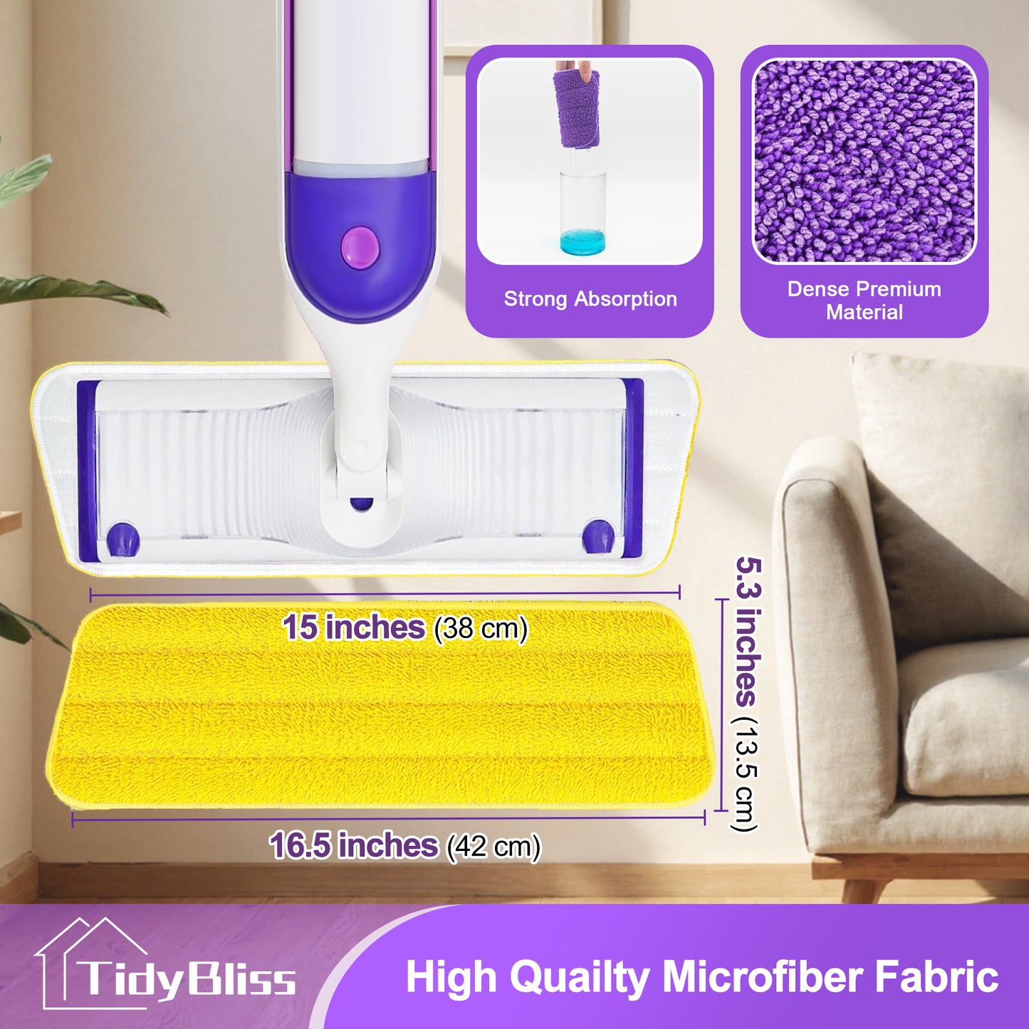 TidyBliss Reusable Power Mop Pads 7 Pack (7 Colors)