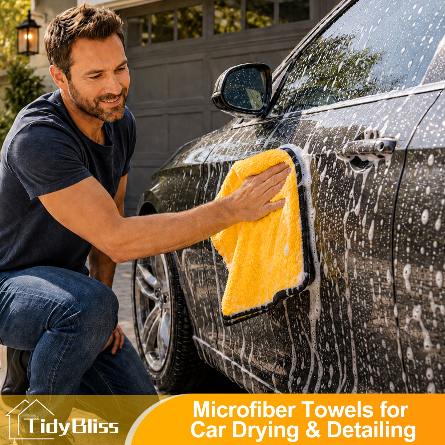 TidyBliss 6 Pack Microfiber Towels for Cars, Large Wash Rags for Drying Detailing, 15.7 x 23.6 inches (Yellow)