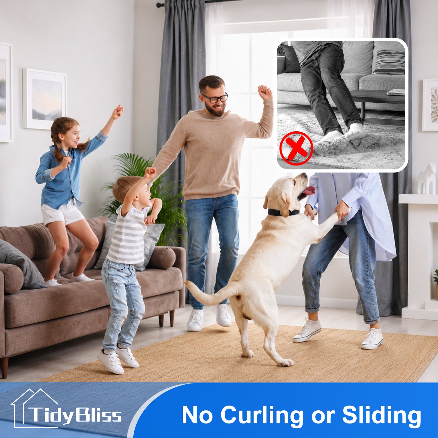 TidyBliss Rug Gripper 20 Pack, Anti-Slip Carpet Corner Stickers