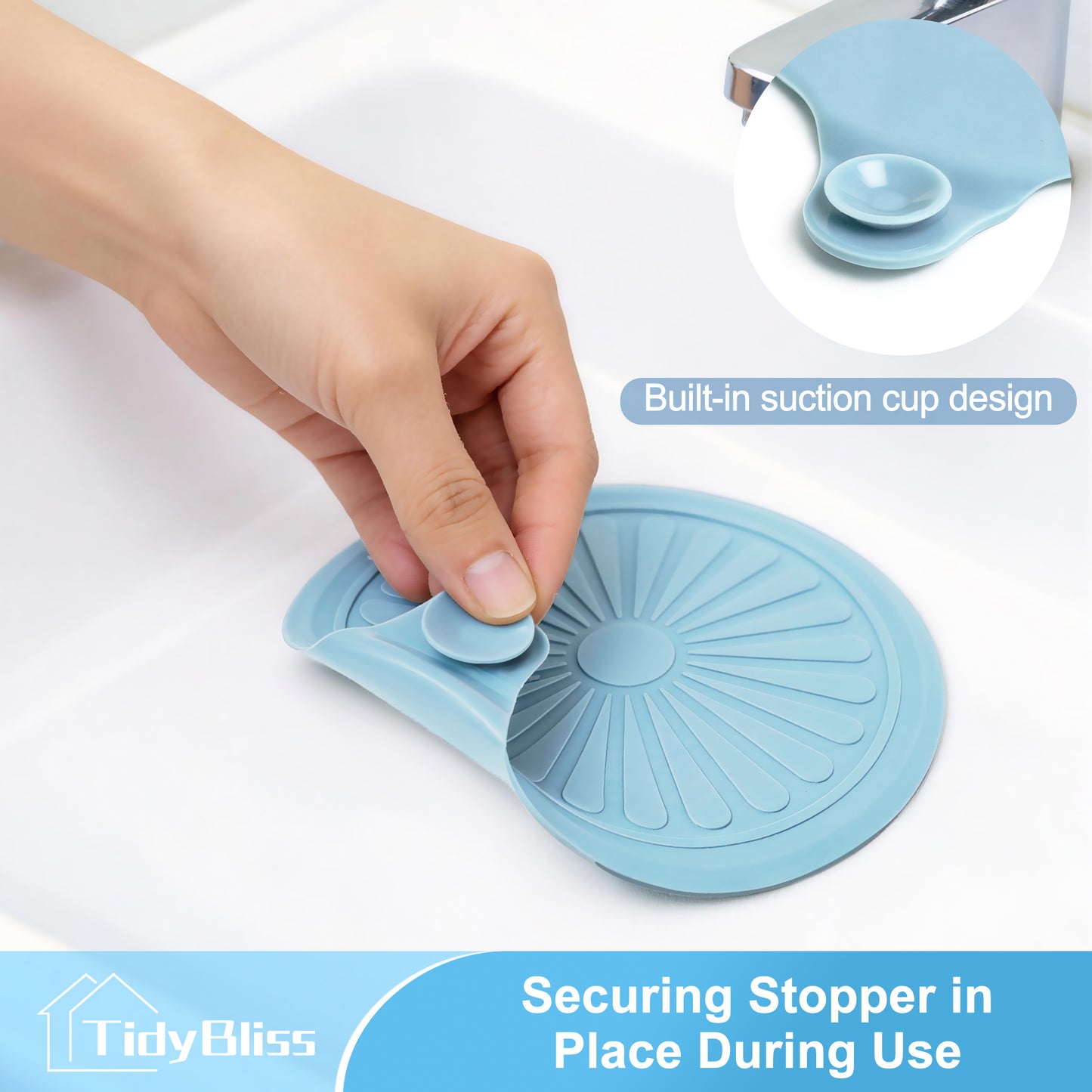 TidyBliss Bathtub Drain Stopper 4 Pack, 5.1" Silicone Bath Tub Flat Suction Cover