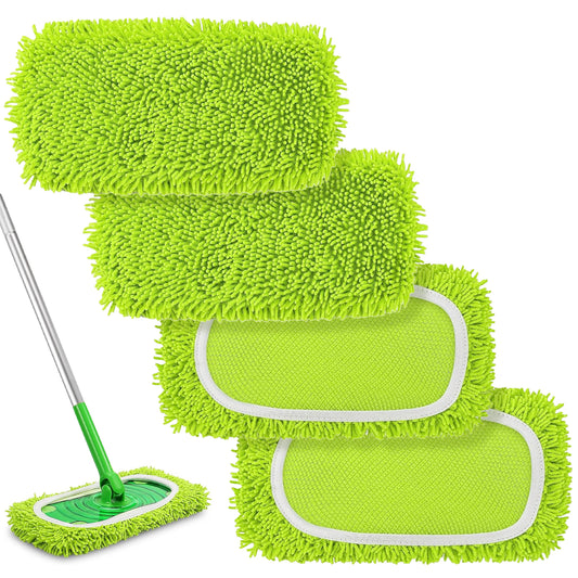 TidyBliss Reusable Microfiber Mop Pads 4 Pack Compatible with Swiiffer Sweeper