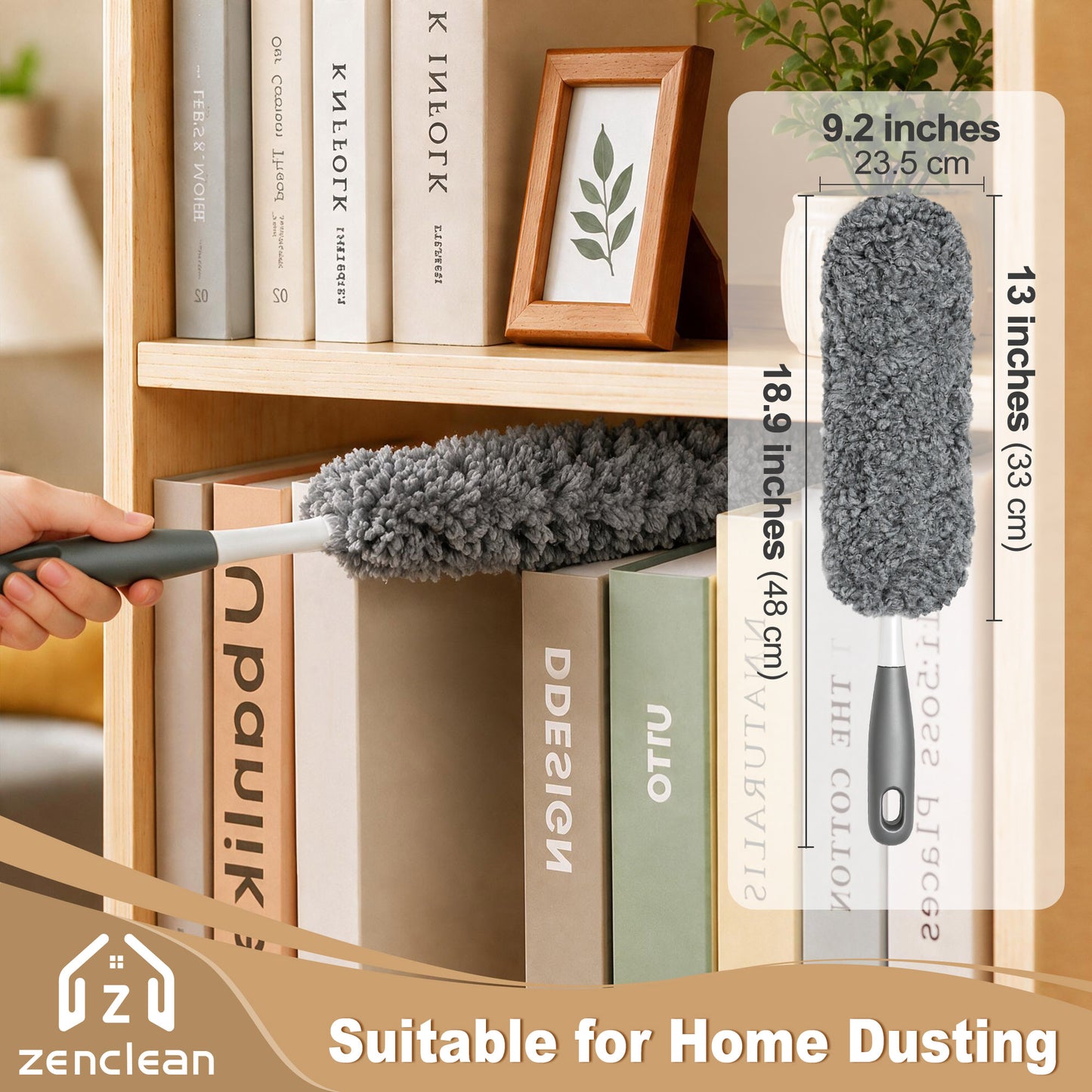 ZenClean Microfiber Duster for Cleaning with Detachable Washable Head