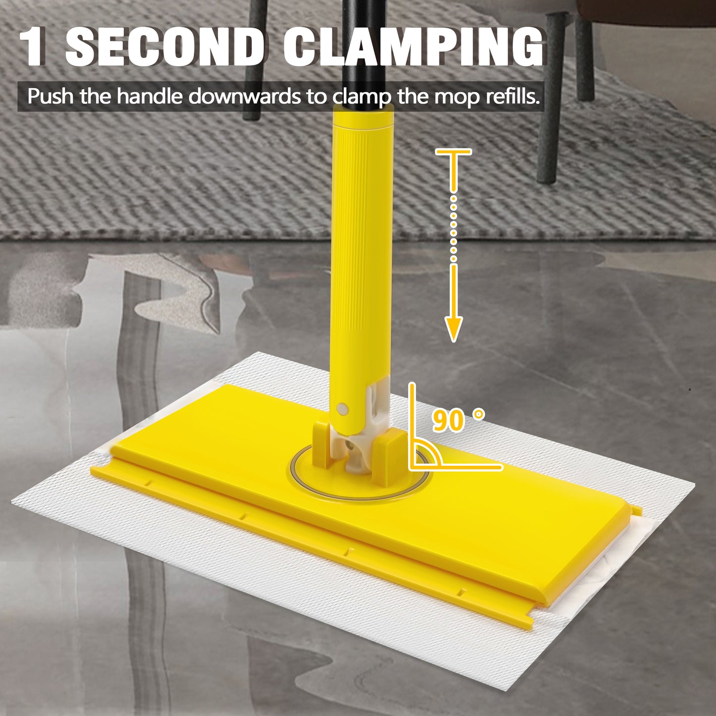 NEWE Sweeper Mop with 10 Dry Sweeping Cloths and 10 Wet Mopping Pads (Yellow)