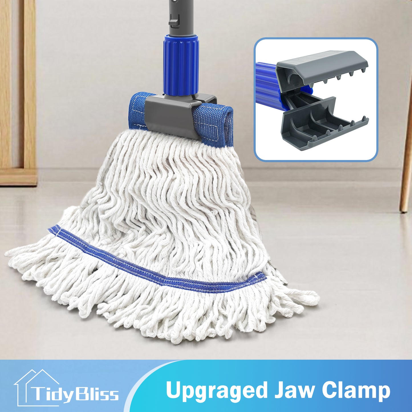TidyBliss Mop Handle Commercial Heavy Duty with 57.5 inches Long Handle (Blue)