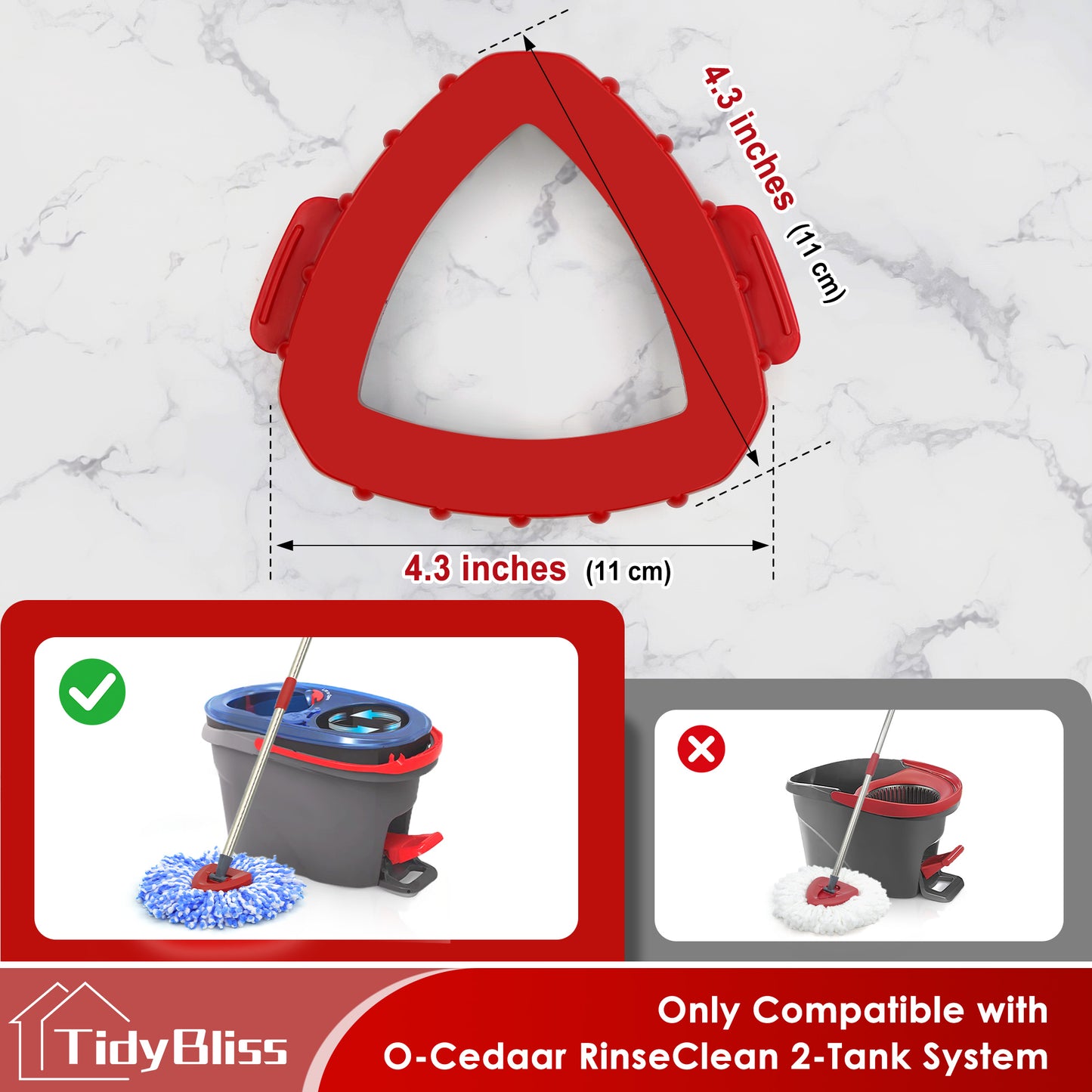 TidyBliss Scrub Brush Attachments 2 PCS for O-Cedaar RinseClean 2 Tank System