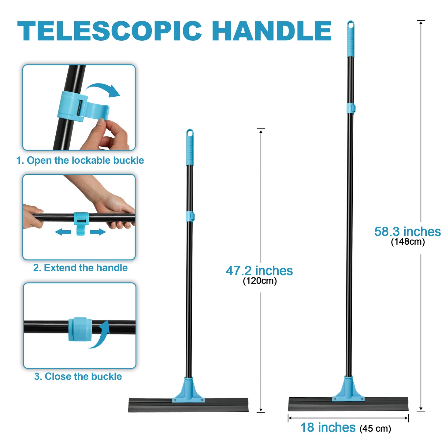 NEWE Floor Squeegee with 58.3 inches Long Handle