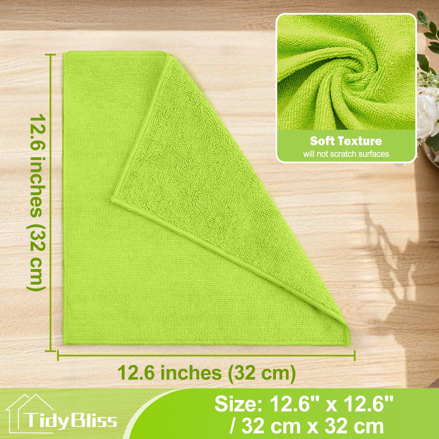 TidyBliss 24 Pack Microfiber Cleaning Cloths (Green/Blue/Yellow/Grey)