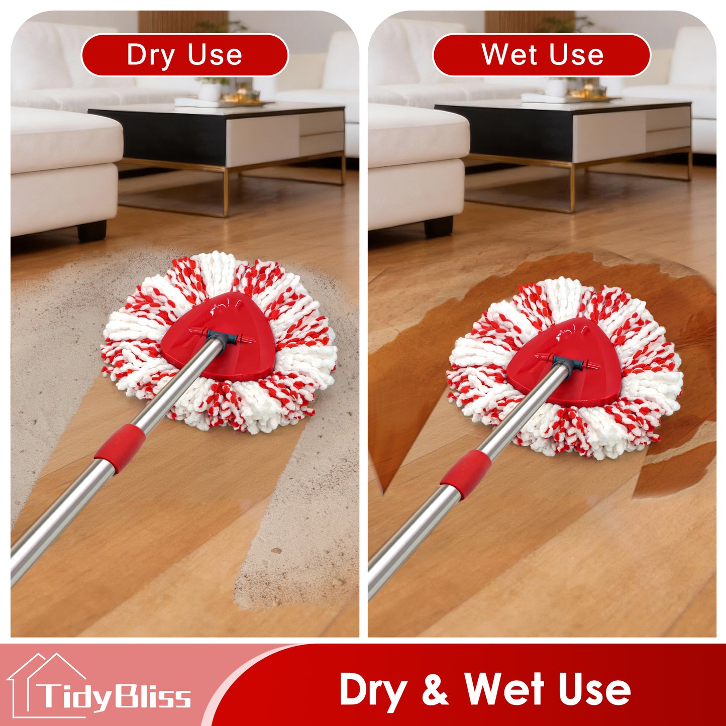 TidyBliss Spin Mop Replace Head 3 Pack 40% More Cleaning Power