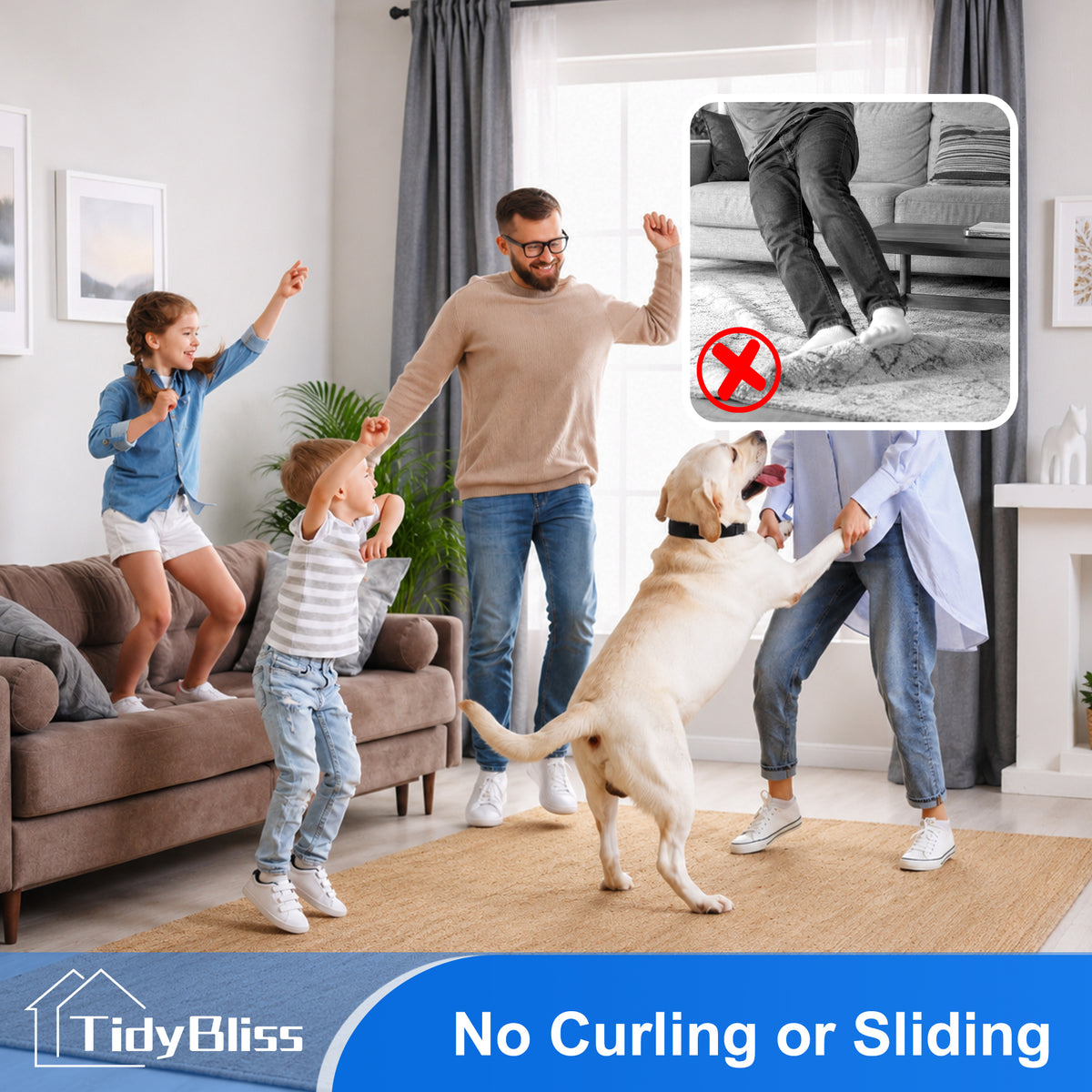 TidyBliss Rug Gripper 30 Pack, Anti-Slip Carpet Corner Stickers