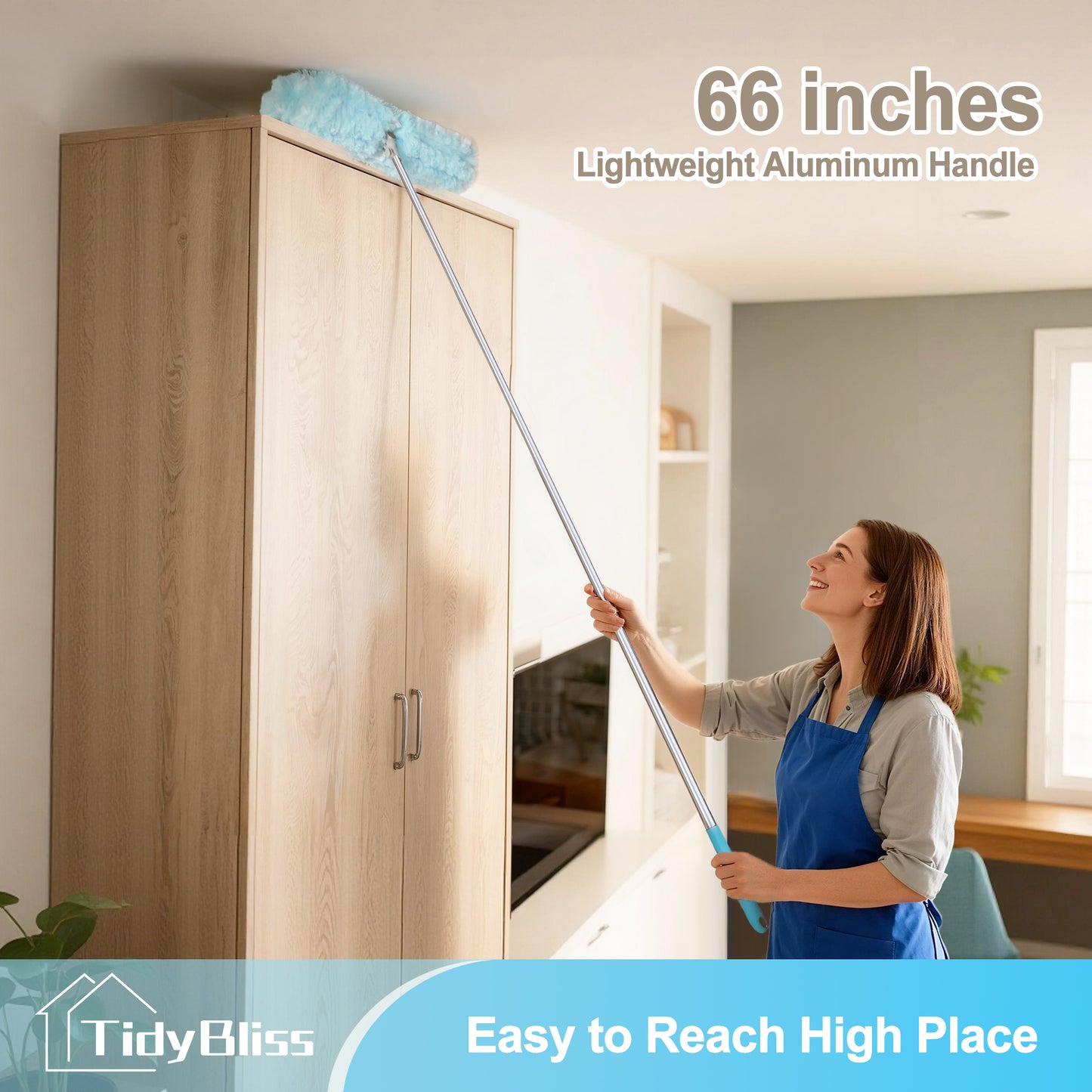 TidyBliss Dusters for Cleaning with Extension Pole 66 inches and 10 Refills for Swiiffer
