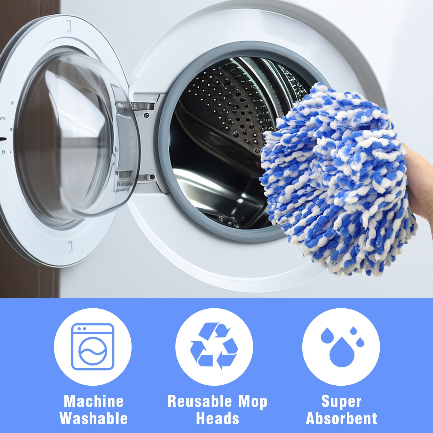 JEHONN Mop Replace Head 3 Pack for 2 Tank System