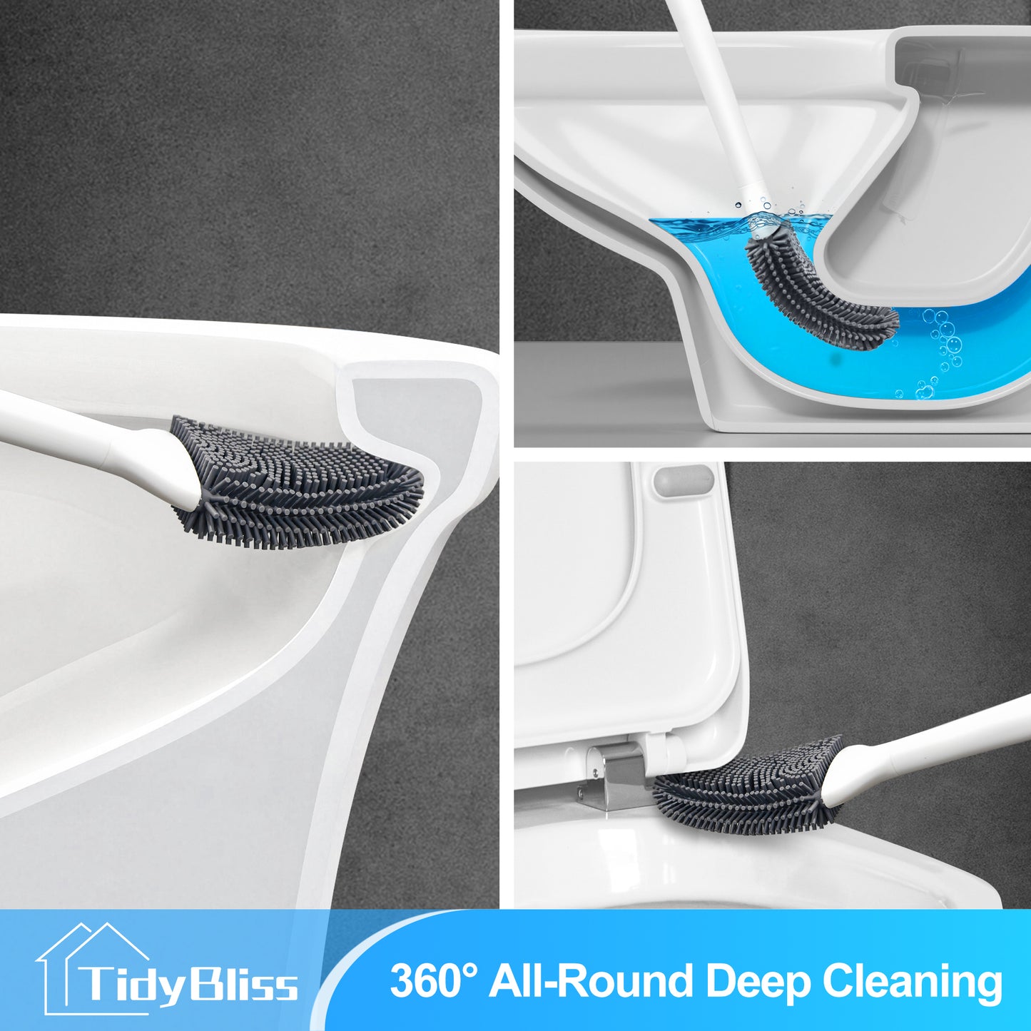 TidyBliss Silicone RV Toilet Brush and Holder Set for Camper (White)