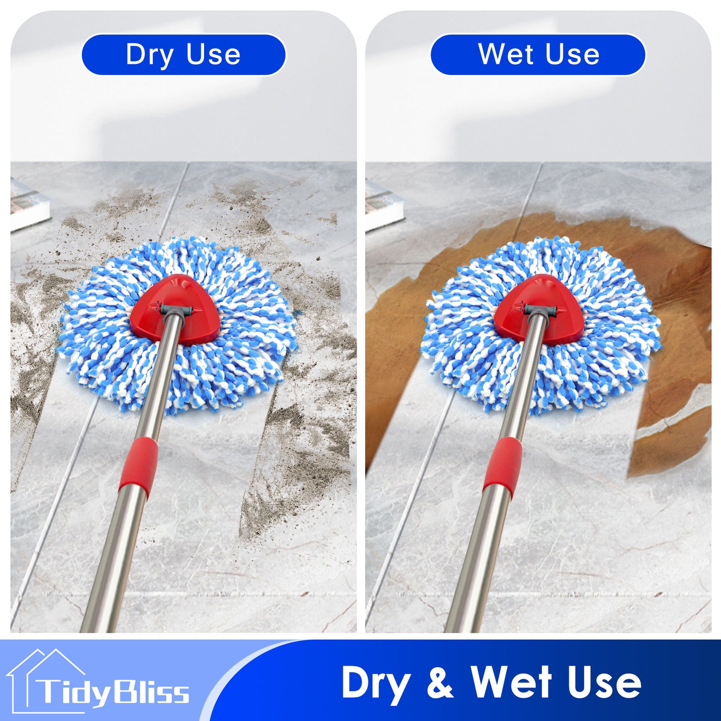 TidyBliss Spin Mop Replace Head 6 Pack for RinseClean 2 Tank System