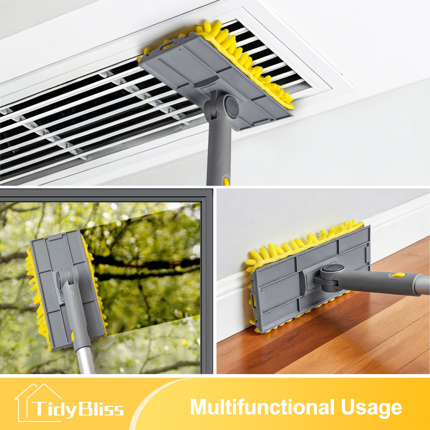 TidyBliss 77" Ceiling Fan Cleaner Duster with Extension Pole (Yellow)