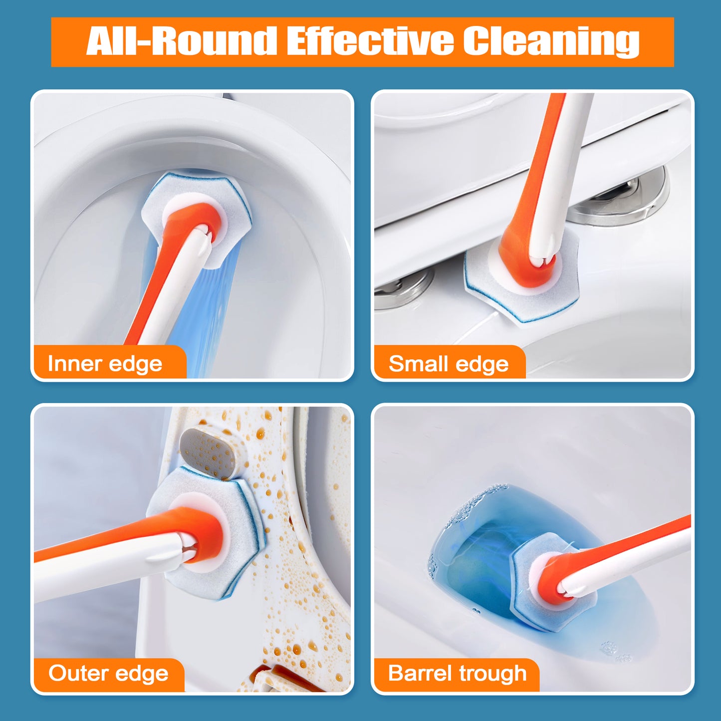 JEHONN Disposable Toilet Brush Holder Wall Mounted with 40 Refills for Sink(Orange)