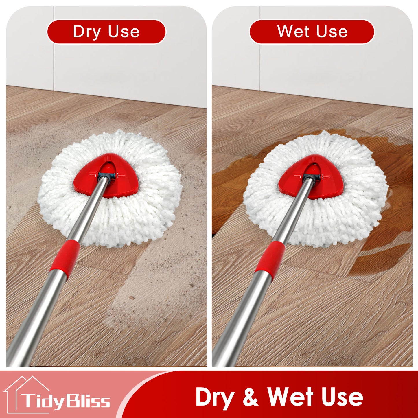 TidyBliss Mop Heads Replacements 2 Pack with Triangle Base for O-Cedaar EasyWring 1 Tank System