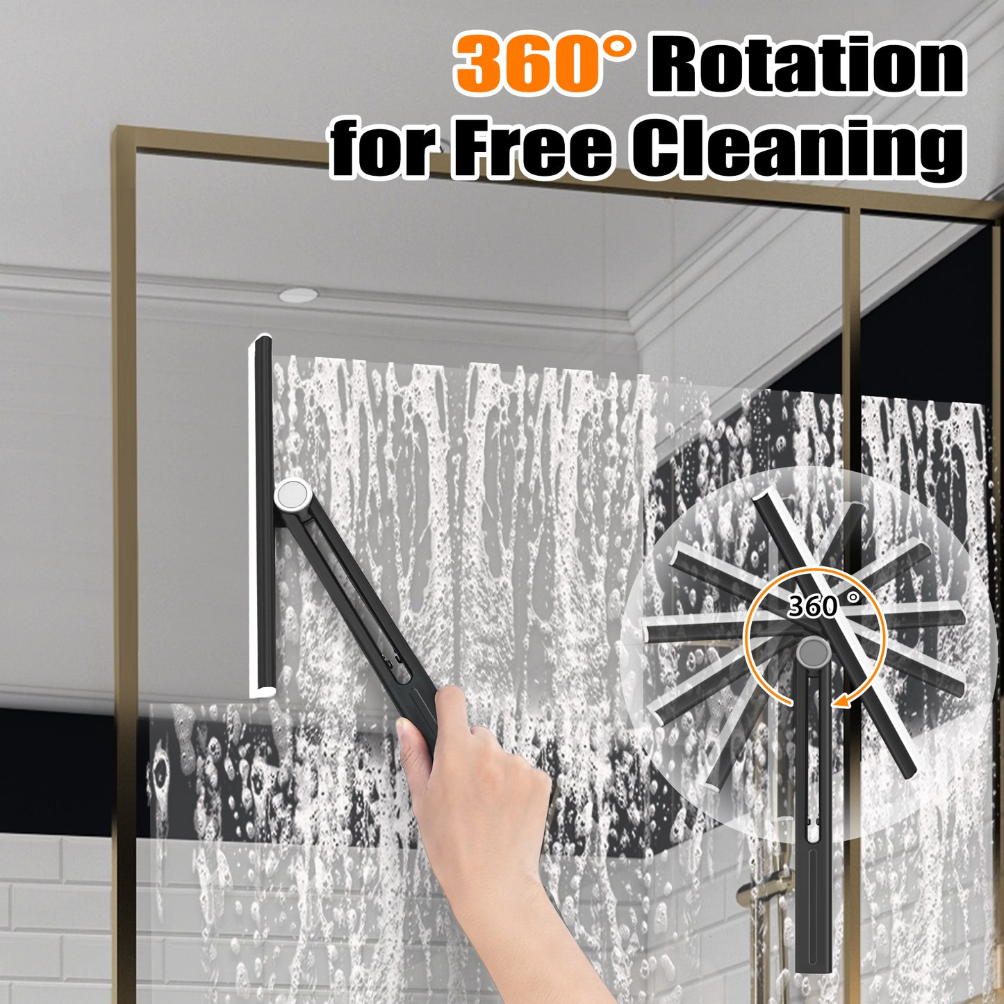NEWE Shower Squeegee 2 packs for Glass Doors, Car Window, Countertop, Bathroom, 11 Inches