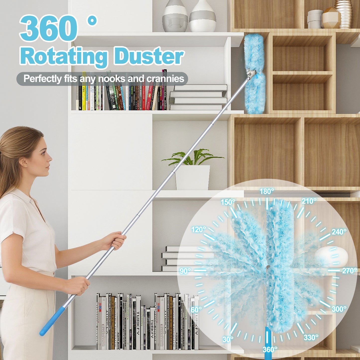 JEHONN Duster with 6 ft Extension Pole, 10 Refills