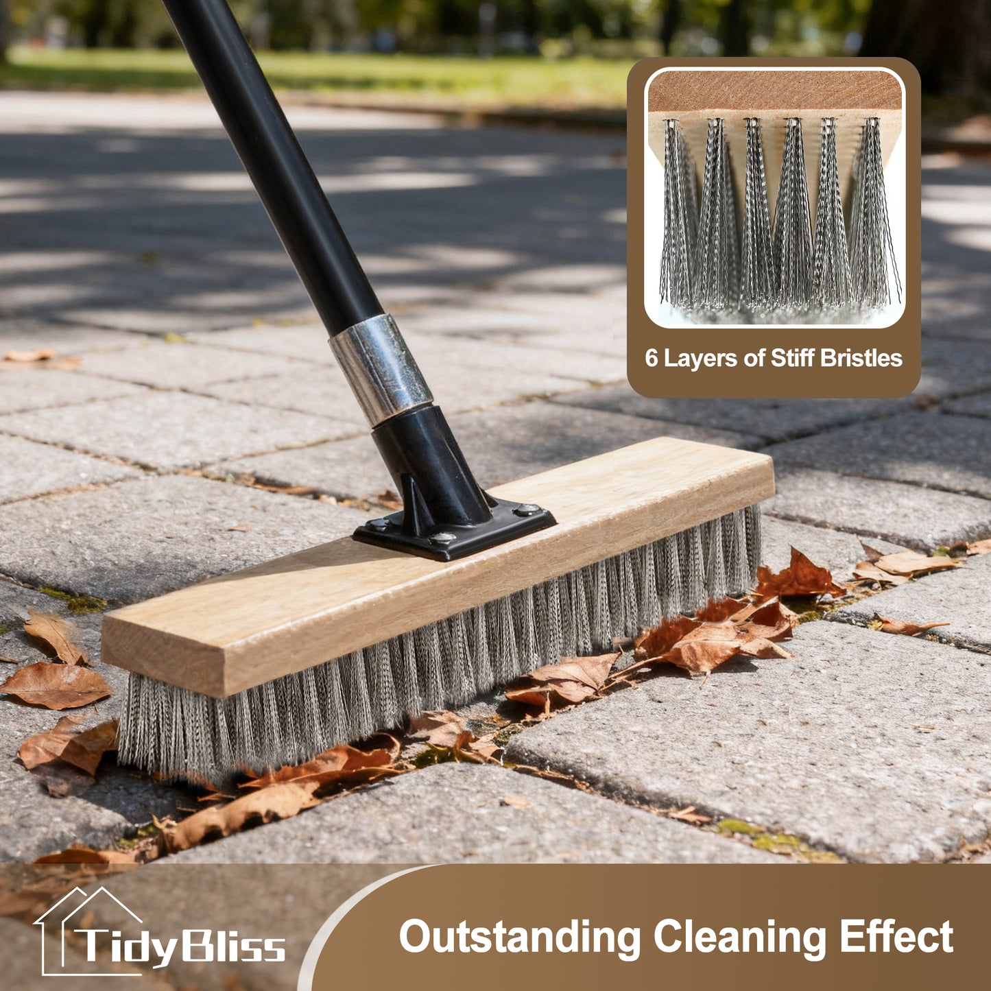 TidyBliss Stainless Steel Wire Scrub Brush with Long Handle