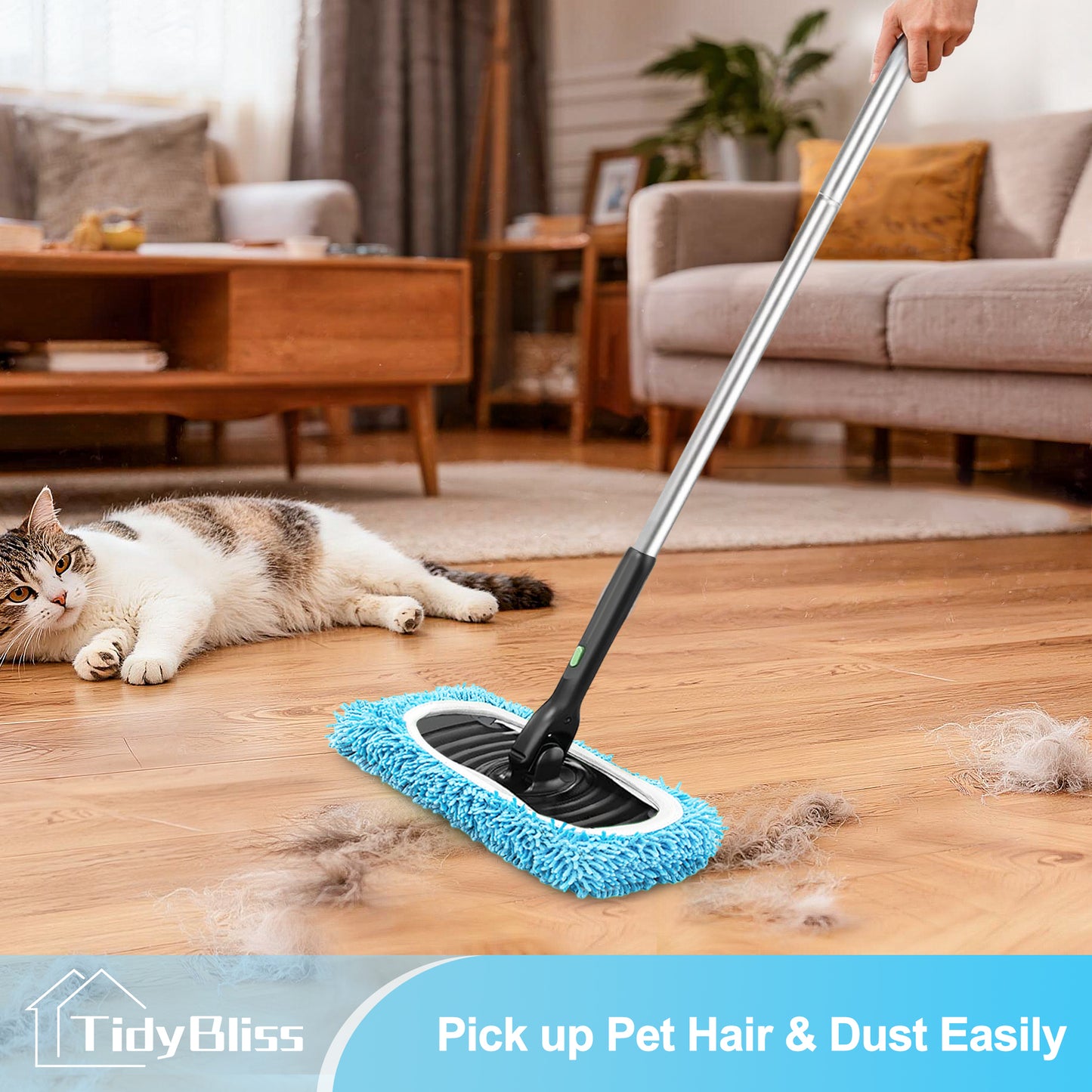 TidyBliss Reusable Microfiber Mop Pads 4 Pack Compatible with Sweeper (Blue)