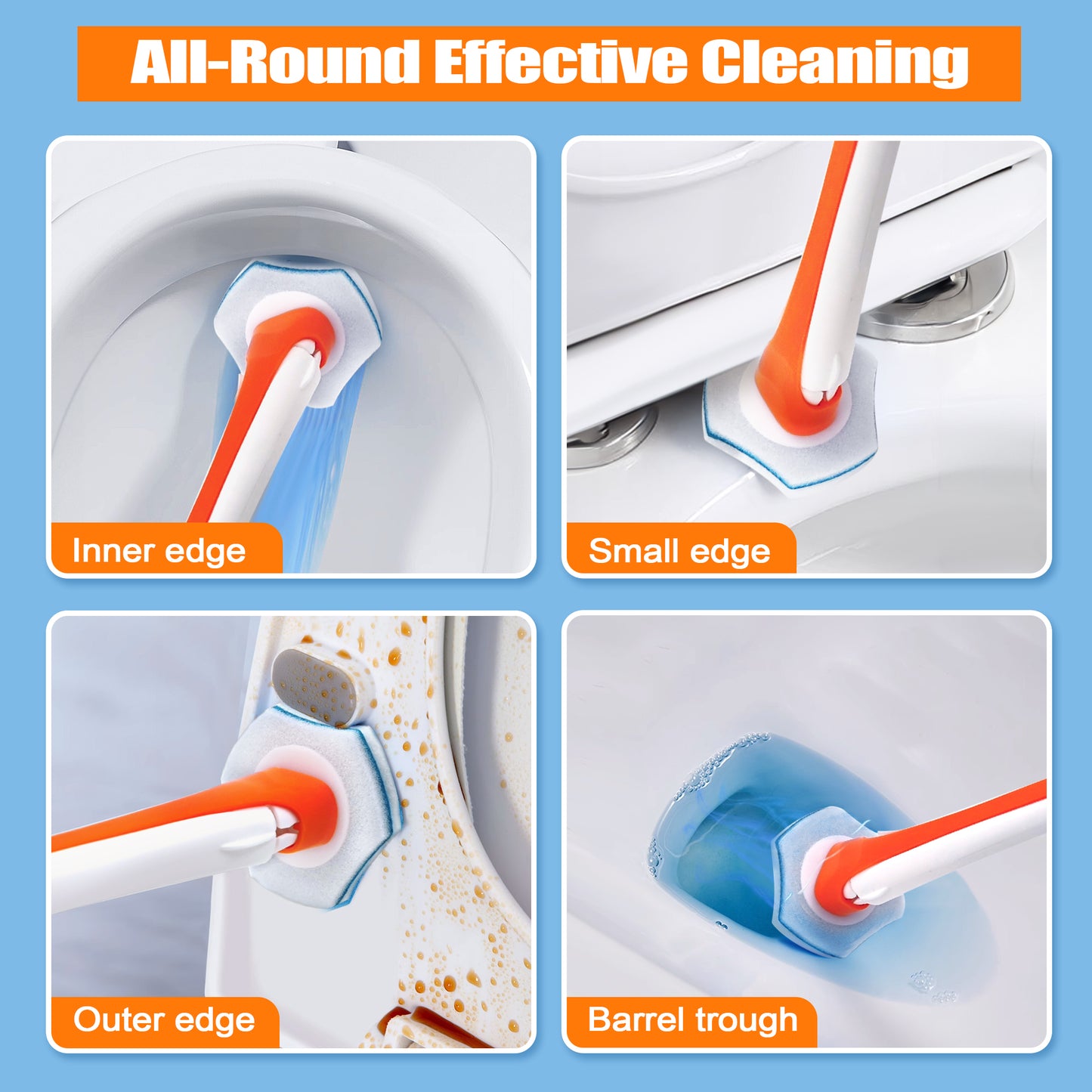JEHONN Disposable Toilet Brush Holder Set Wall Mounted with 40 Refills