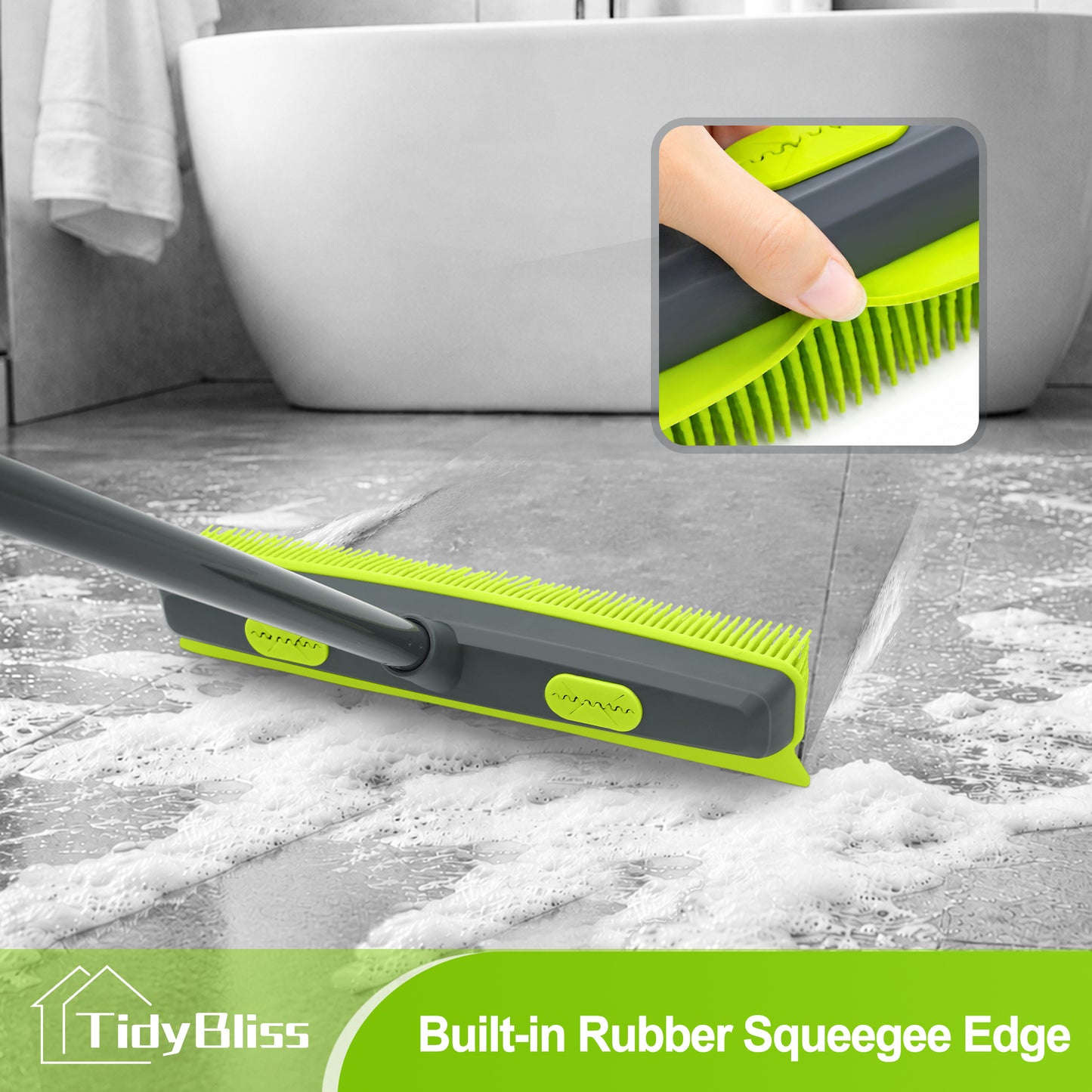 TidyBliss Pet Hair Removal Broom with 1 Microfiber Cloth (Green)