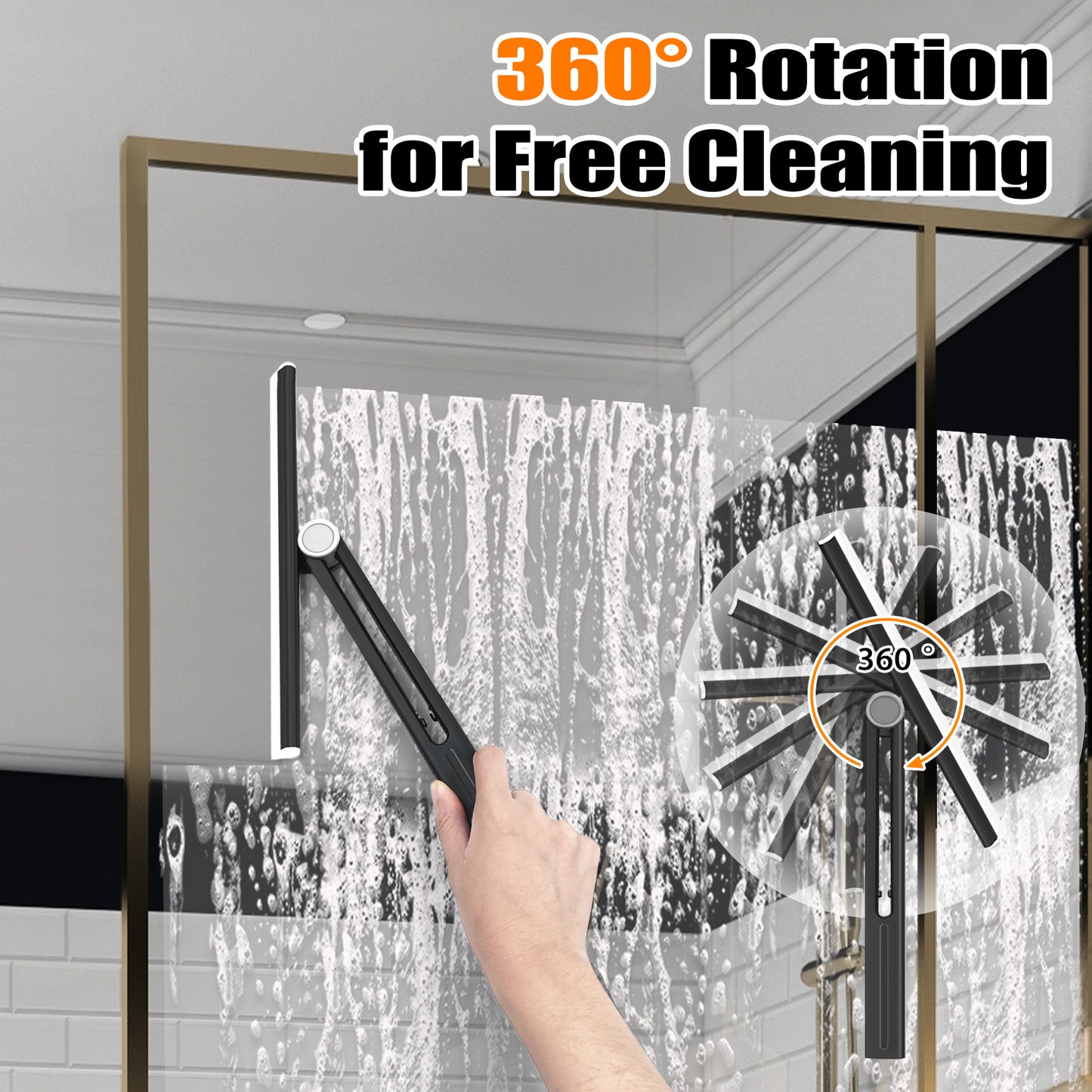 Shower Squeegee 2 Packs for Glass Doors (Black)