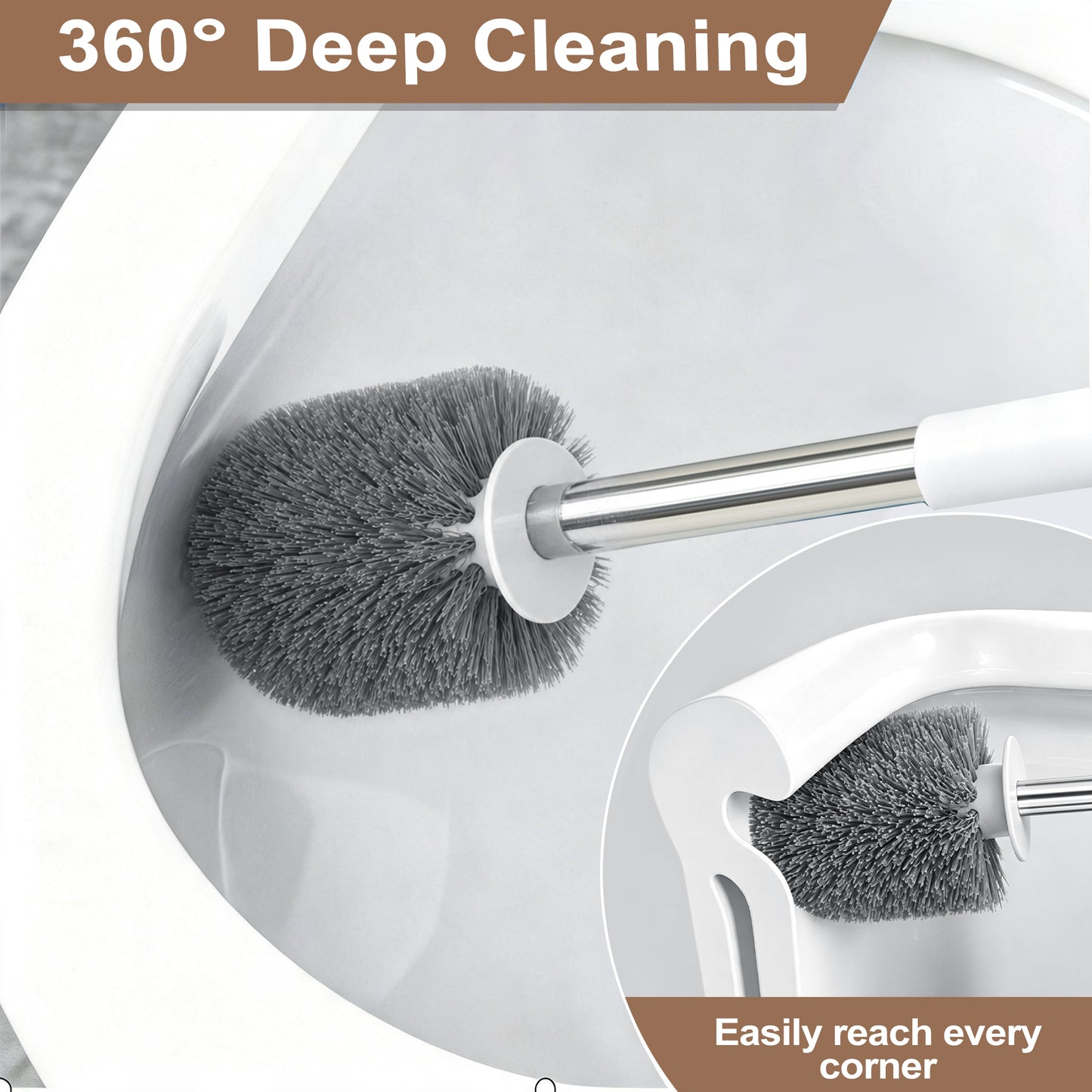 JEHONN Toilet Plunger and Brush Set with Holder and Hidden Tweezer (White)