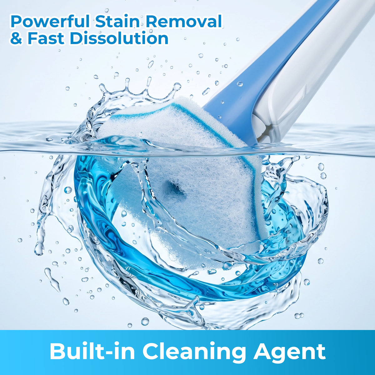 NEWE Disposable Toilet Brush with 56 PCS Cleaner Refills, Toilet Bowl Wand Holder Set (Blue)