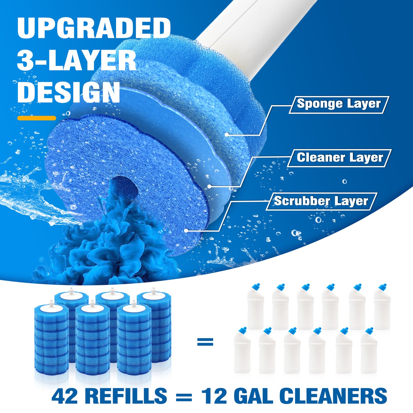 NEWE Disposable Toilet Brush with Tweezers with 42PCS Refills