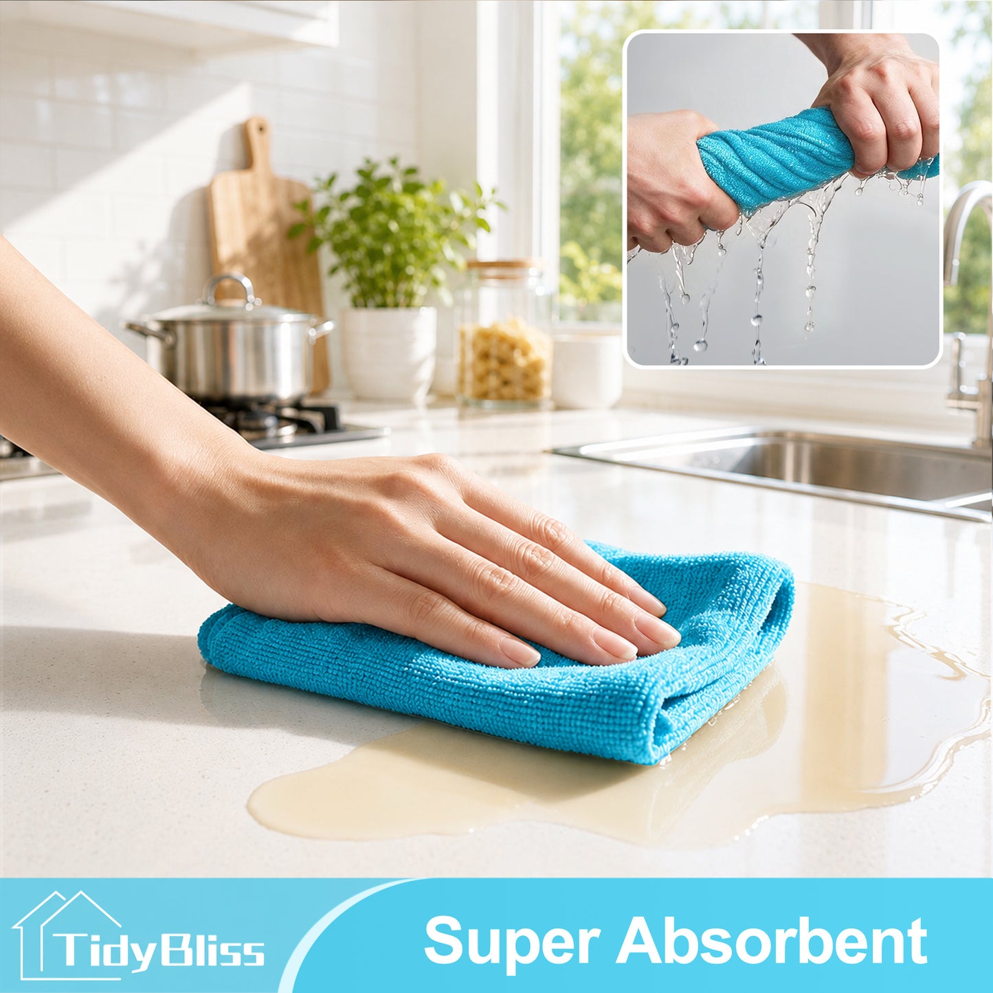 TidyBliss 24 Pack Microfiber Cleaning Cloths, Size: 12.6” x 12.6” (Blue)