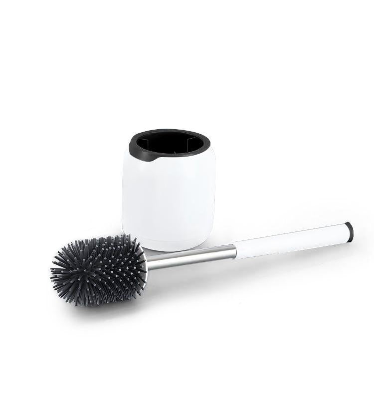 ZenClean Silicone Toilet Brush and Holder Set for RV Camper (White)