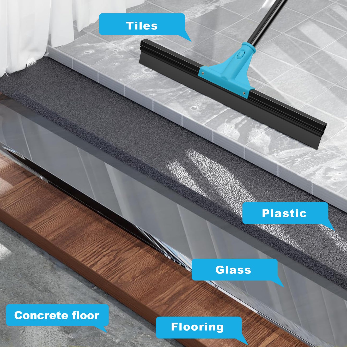 NEWE Floor Squeegee with 58.3 inches Long Handle