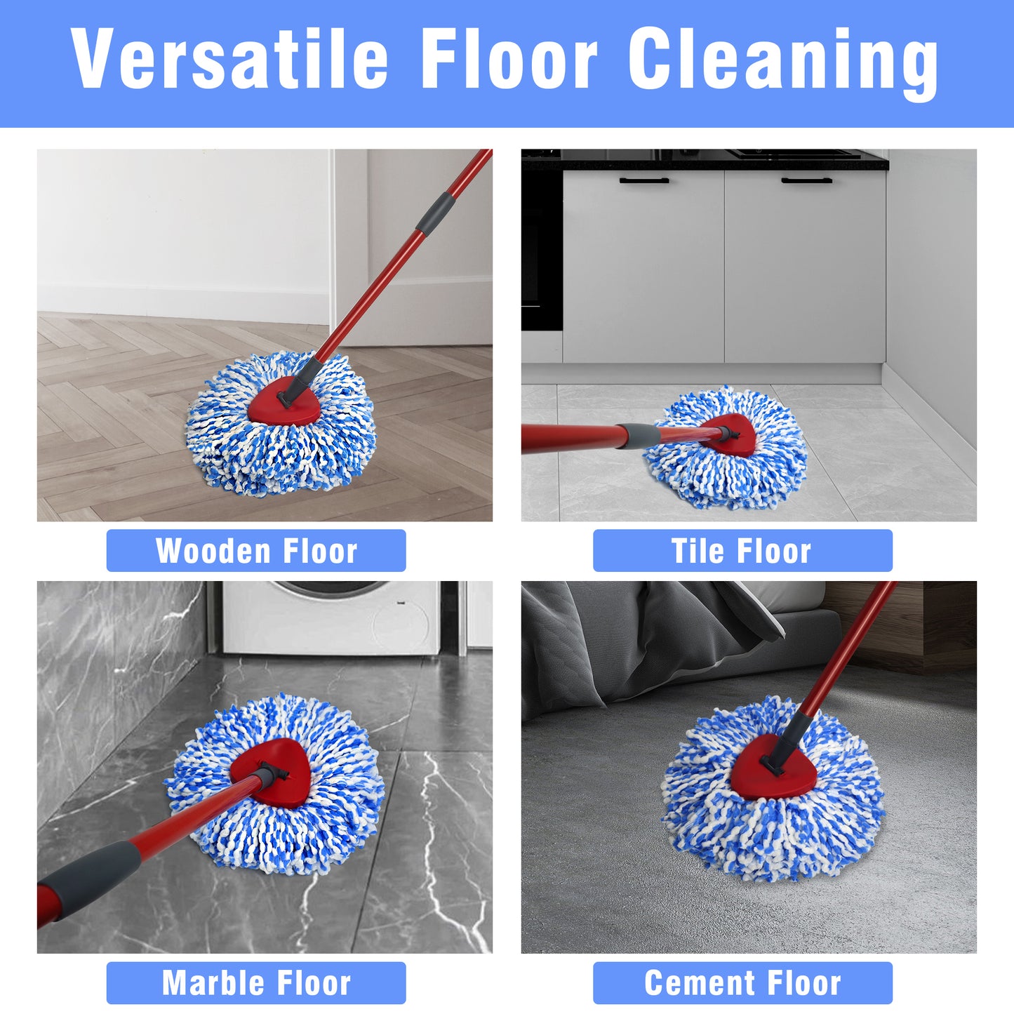 JEHONN Mop Replace Head 3 Pack for 2 Tank System