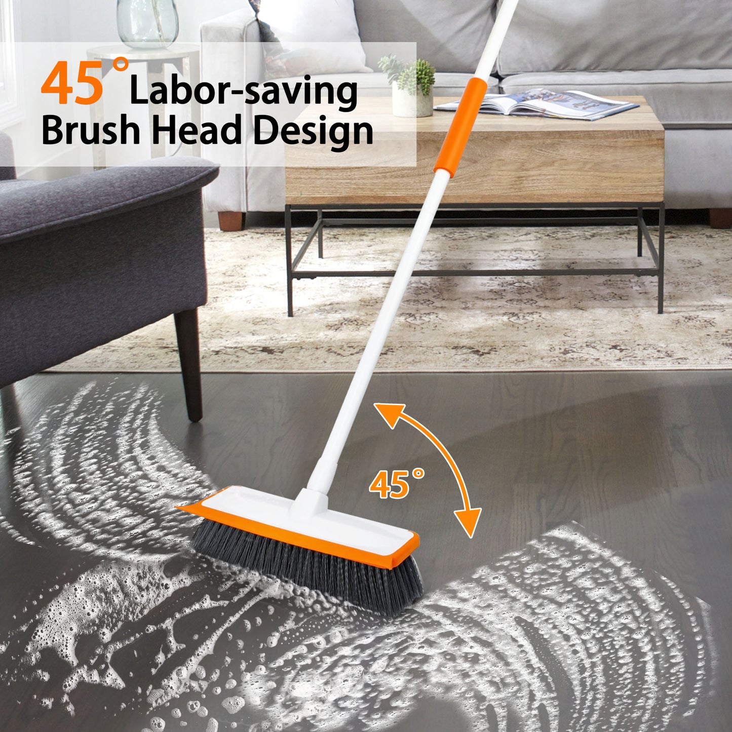 JEHONN Floor Scrub Brush with Telescopic Long Handle for Cleaning Home