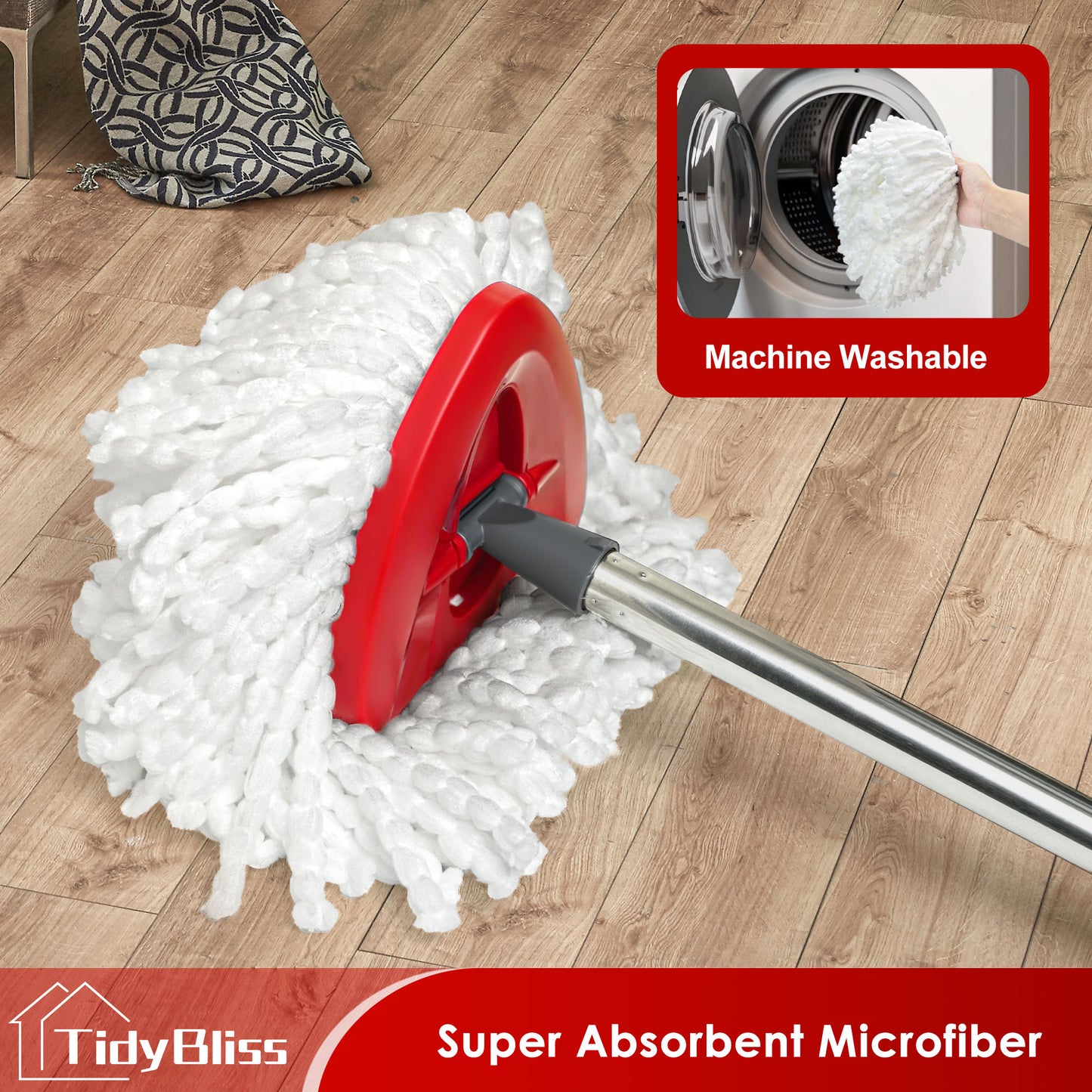 TidyBliss Spin Mop Replace Head 3 Pack for O-Cedaar EasyWring 1 Tank System