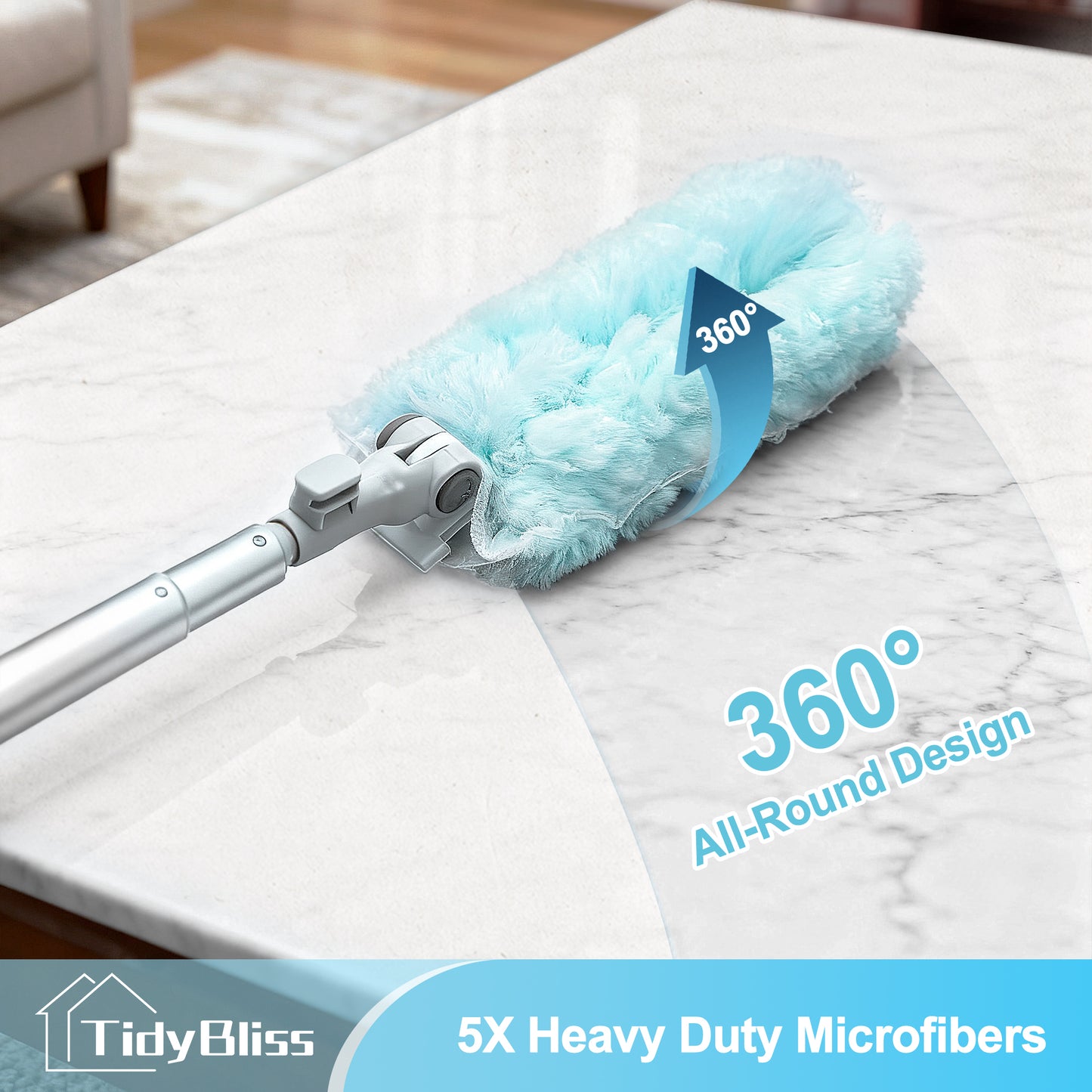 TidyBliss Dusters for Cleaning with Extension Pole 66 inches and 10 Refills for Swiiffer