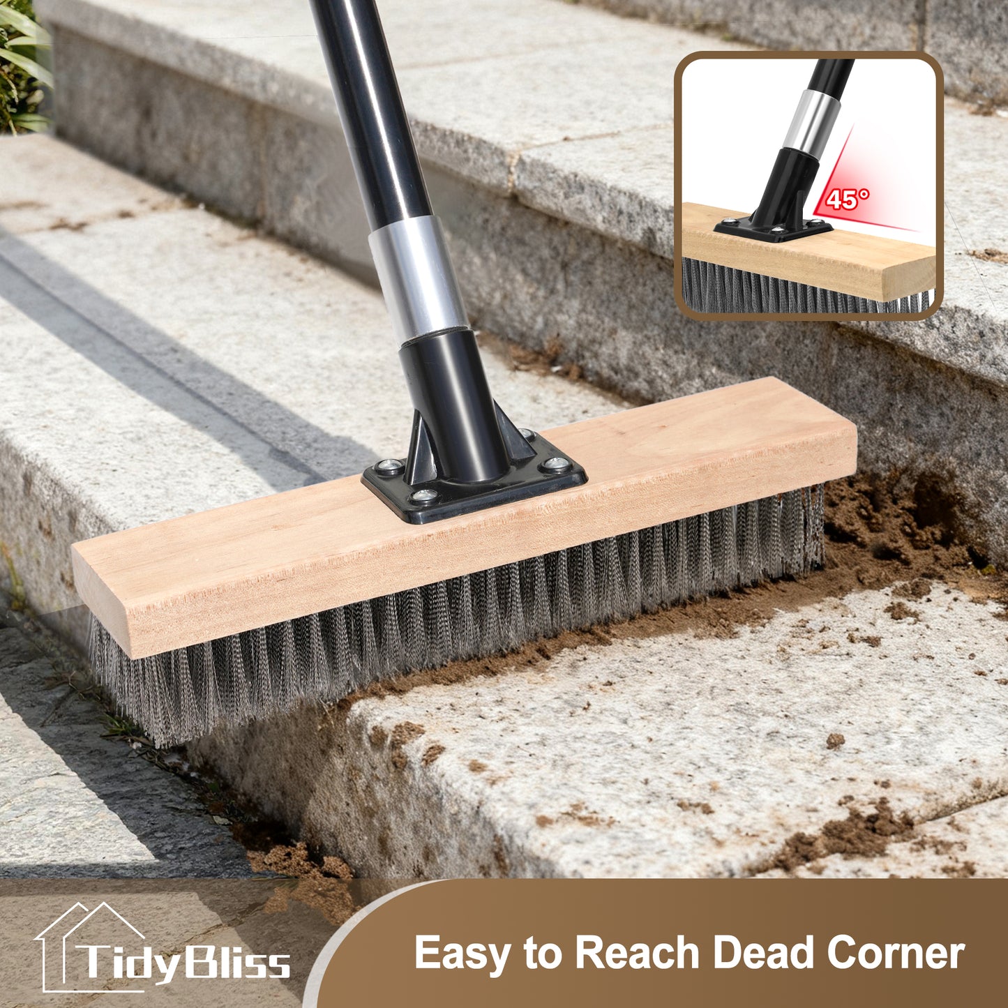 TidyBliss Stainless Steel Wire Scrub Brush with Long Handle